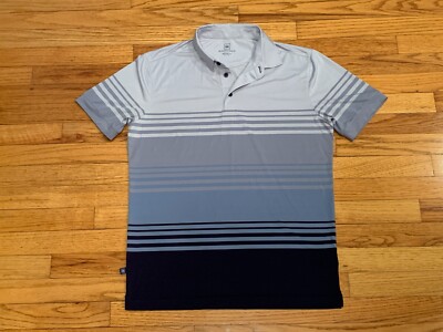 Mizzen + Main Shirt Mens Medium M Trim Fit Blue Performance Short Sleeve Polo
