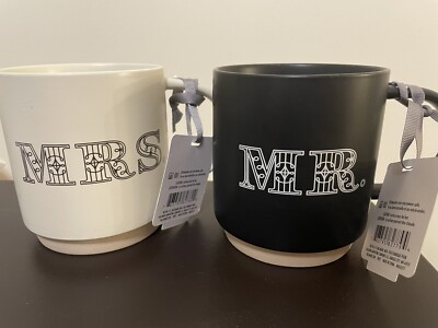 NEW Mr. and Mrs. Coffee/Tea Mugs Hallmark Wedding Stackable