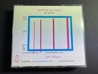 MORTON FELDMAN FOR PIANO JOHN TILBURY 1999 LONDONHALL do 13 LTD ED NM 4CDs