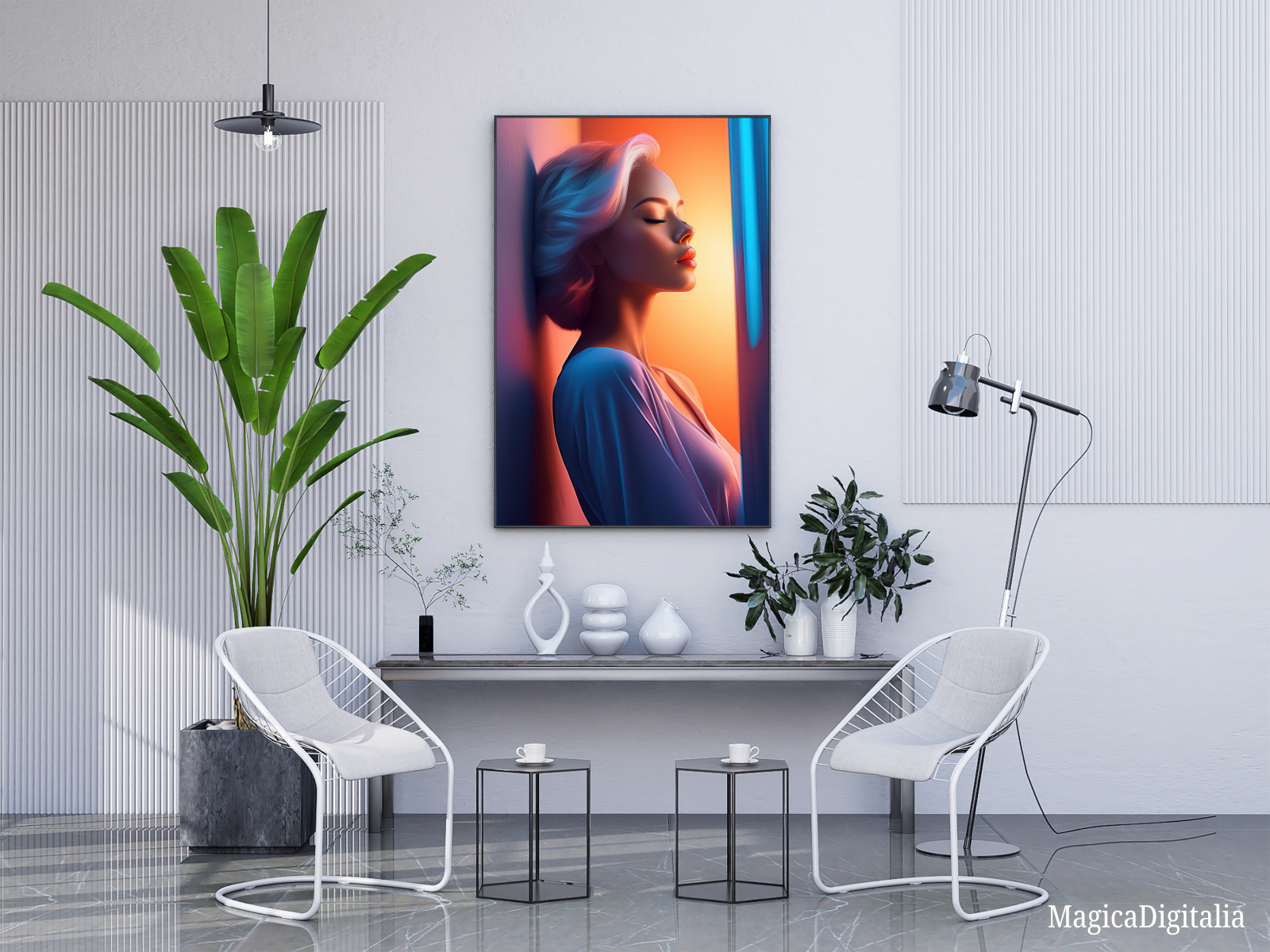 Woman Portrait, Minimalism, Digital AI Art, Wall, Poster Print, Instant Download