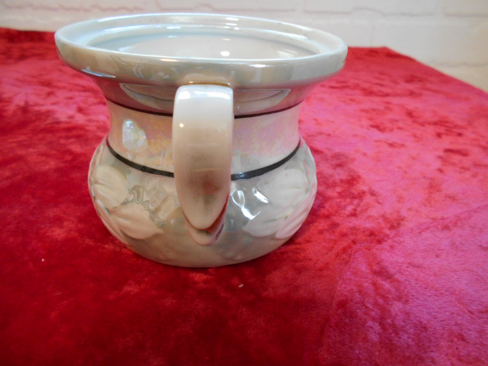 VINTAGE SUGAR BOWL WITH LAMB FOR HANDLE