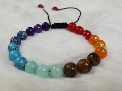 Adjustable 7 Chakra Bracelet, , Meditation Healing, Crystal Healing, Beaded 