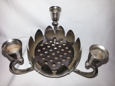 F.B. Rogers Italy silver co. silverplate lotus flower centerpiece with frog  #
