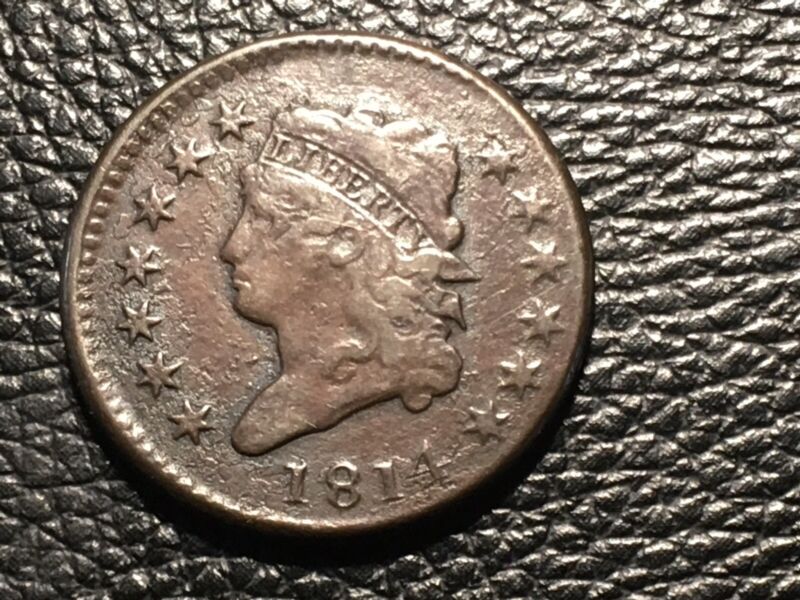 1814 Large cent looks Vf Altered Surface priced Half of a No Problem coin