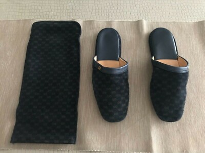 GUCCI SLIPPERS DONNA N. 37 italiano COLORE NAVY IN SUEDE GG