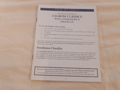Electronic Arts Presents CD-ROM Classics, Wing Commander II Deluse CD Game Book