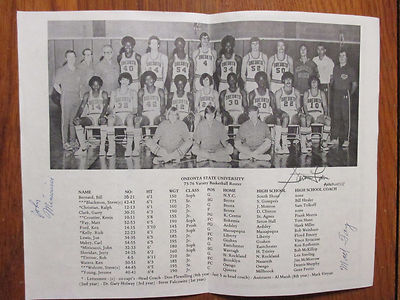 1975-76 Oneonta State Mens Basketball Program(Signed by DON FLEWELLING/MATT FAY)