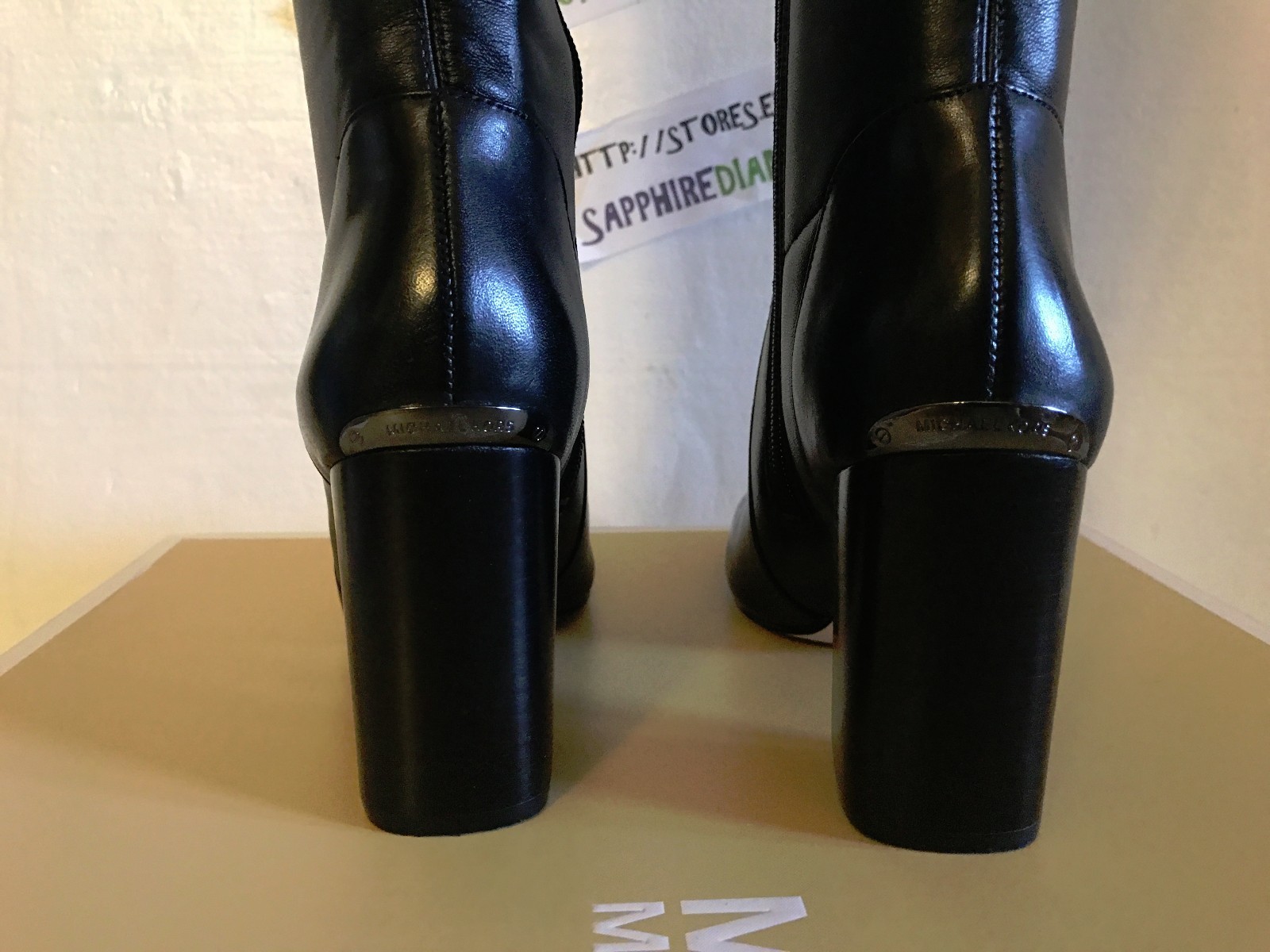 Pre-owned Michael Kors Michael  Chase Over The Knee Boots Black Leather 5.5m $350.00
