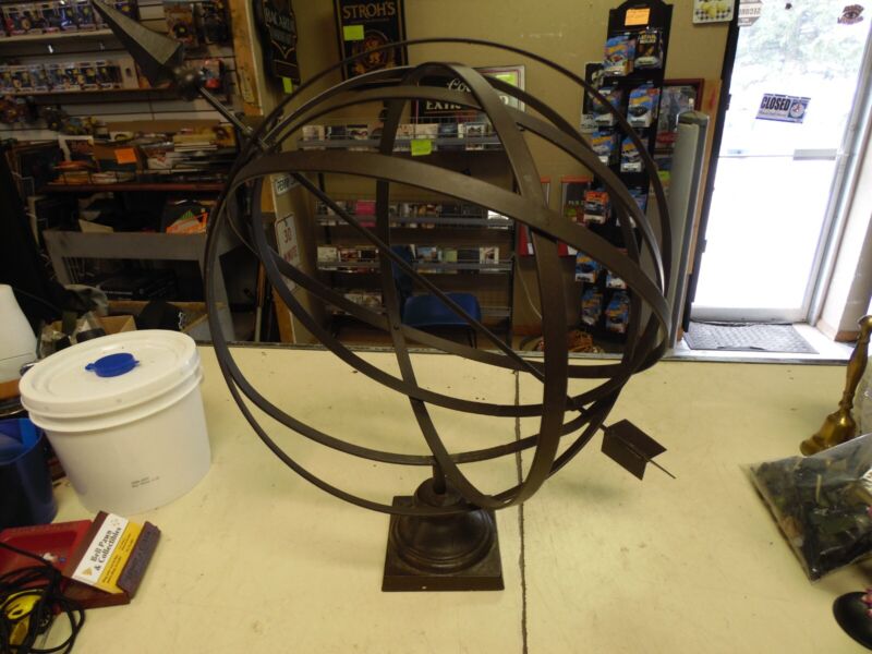 Large Metal Sphere with Arrow Globe Decor 21" tall