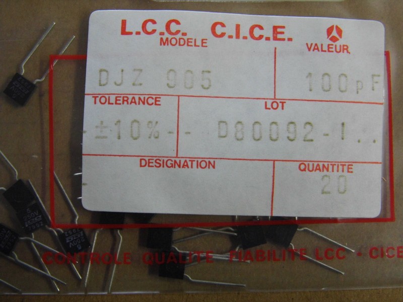 Lot X20 : Condensateur CÃ©Ramique Multicouches 100pf 0.1nf 250v 10% Lcc Djz905