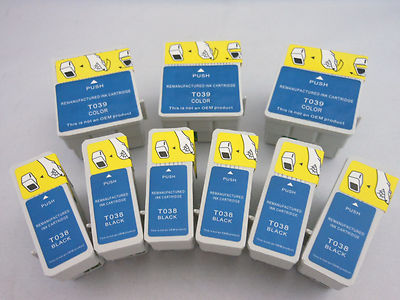 T038 Black & T039 Color Ink Cartridge for Epson Stylus C41 C43 C45 CX1500 - 9 PK
