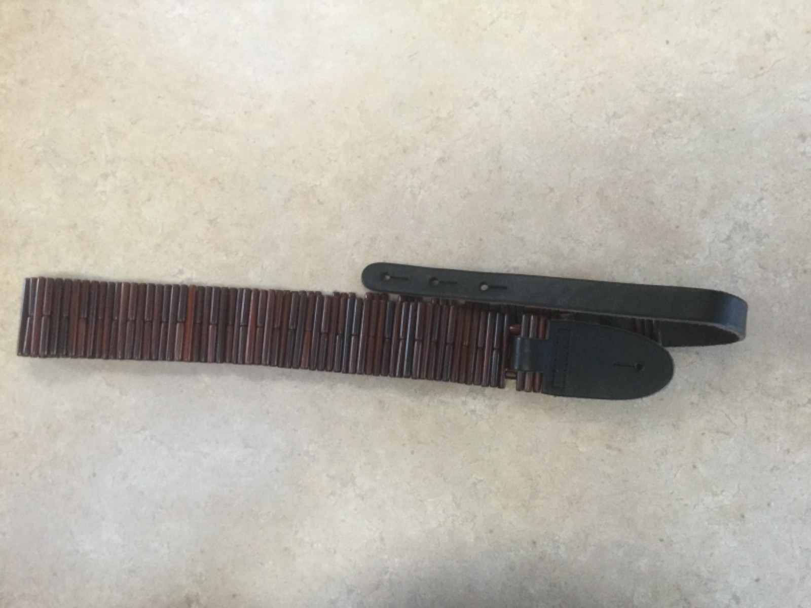 Rosewood and leather adjustable guitar strap  pre-owned