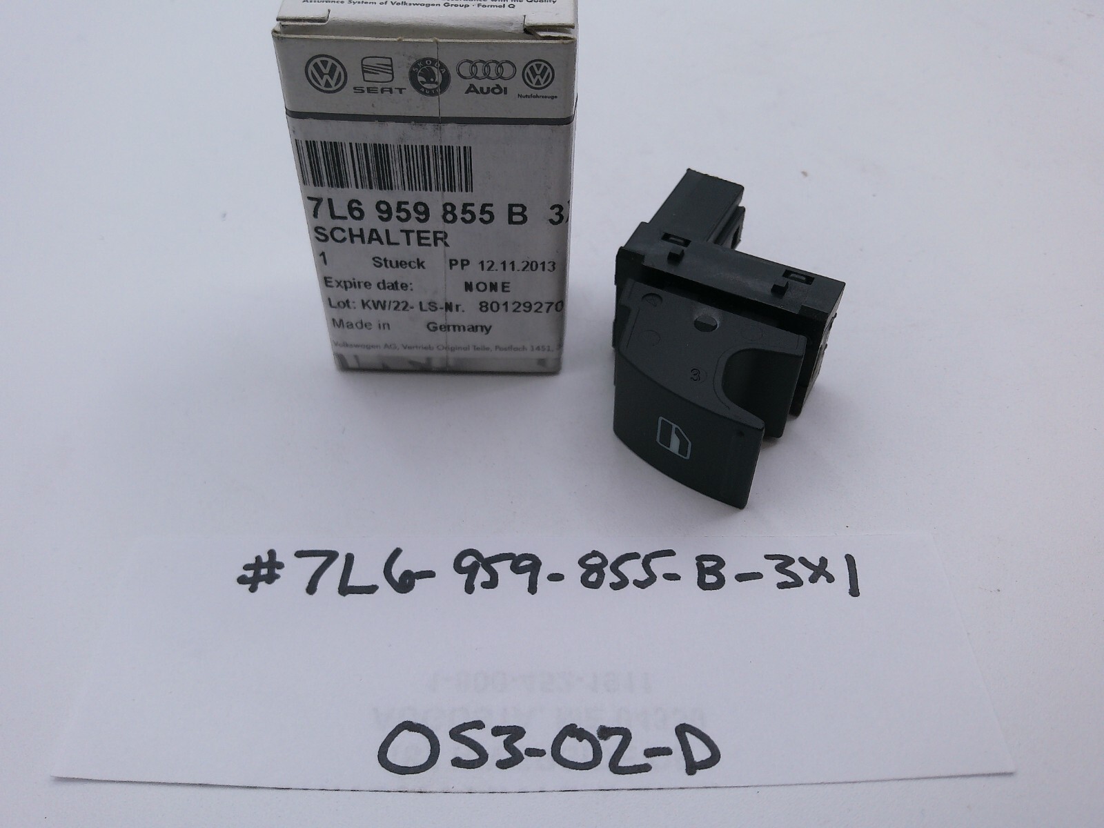 OEM 7L6-959-855-B-3X1 Power Window Switch Genuine VW | OS3