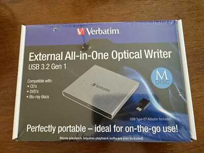Verbatim External All-in-One Optical Disk Writer 71094 M Disc Brand New Sealed