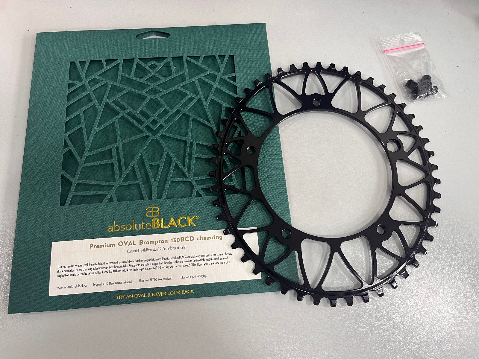 パーツ absoluteBLACK OVAL Brompton 130BCD absoluteBLACK | Brompton Oval chainrings 130bcd