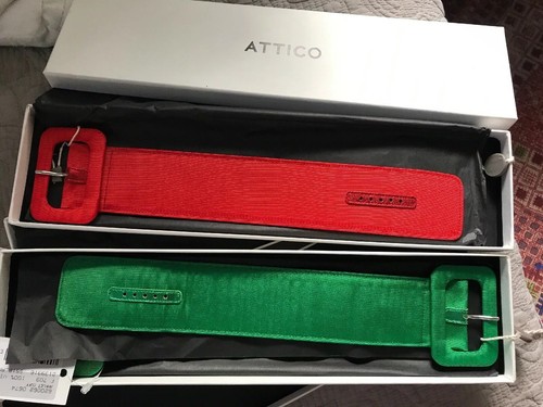 Pre-owned Attico Stunning •••$289  Grosgrain Leather Ankle Cuffs Avail. In 2 Colors••• In Red