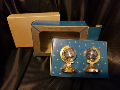 Vtg Globe Salt Pepper Shakers Plastic Metal 50s NIB Seattle WA Saltair Souvenir