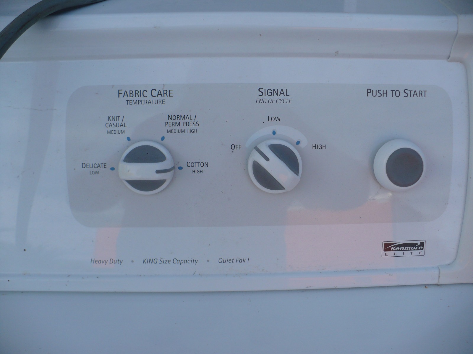 USED KENMORE ELITE DRYER. MODEL MP3225720. NEEDS HEATING ELEMENT.
