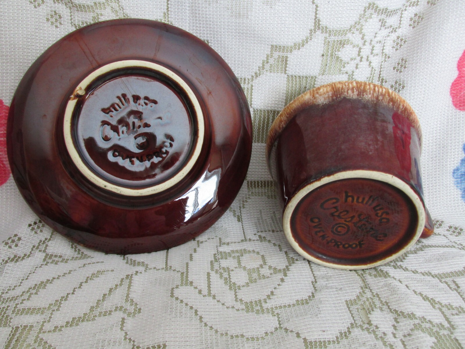 Vintage Hull Crestline Brown Drip Coffee Cup and Saucer