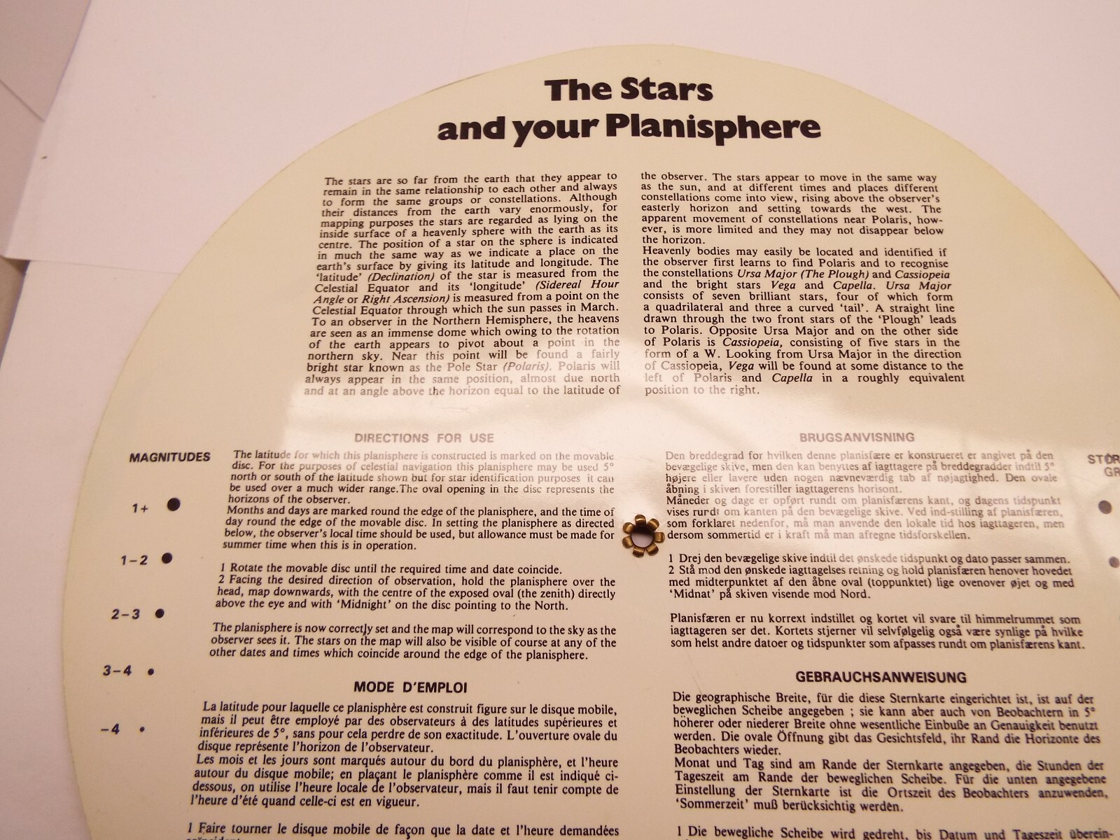 Philips Planisphere Vintage 1982 Shows Stars Visible for Every Hour of the Year