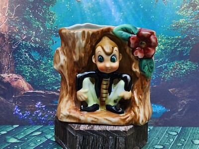 ACME CHINA Planter Pixie Elf Crouching in Tree Stump Made in Japan