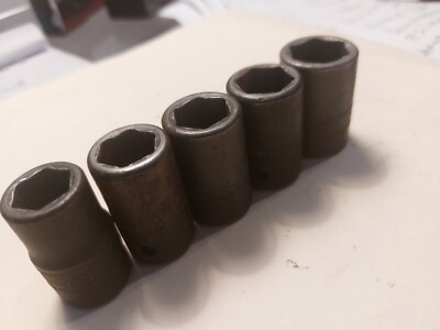 5pc Snap On 1/2'' Drive Metric Impact Socket Set Six Point 18,16,15,14,13mm
