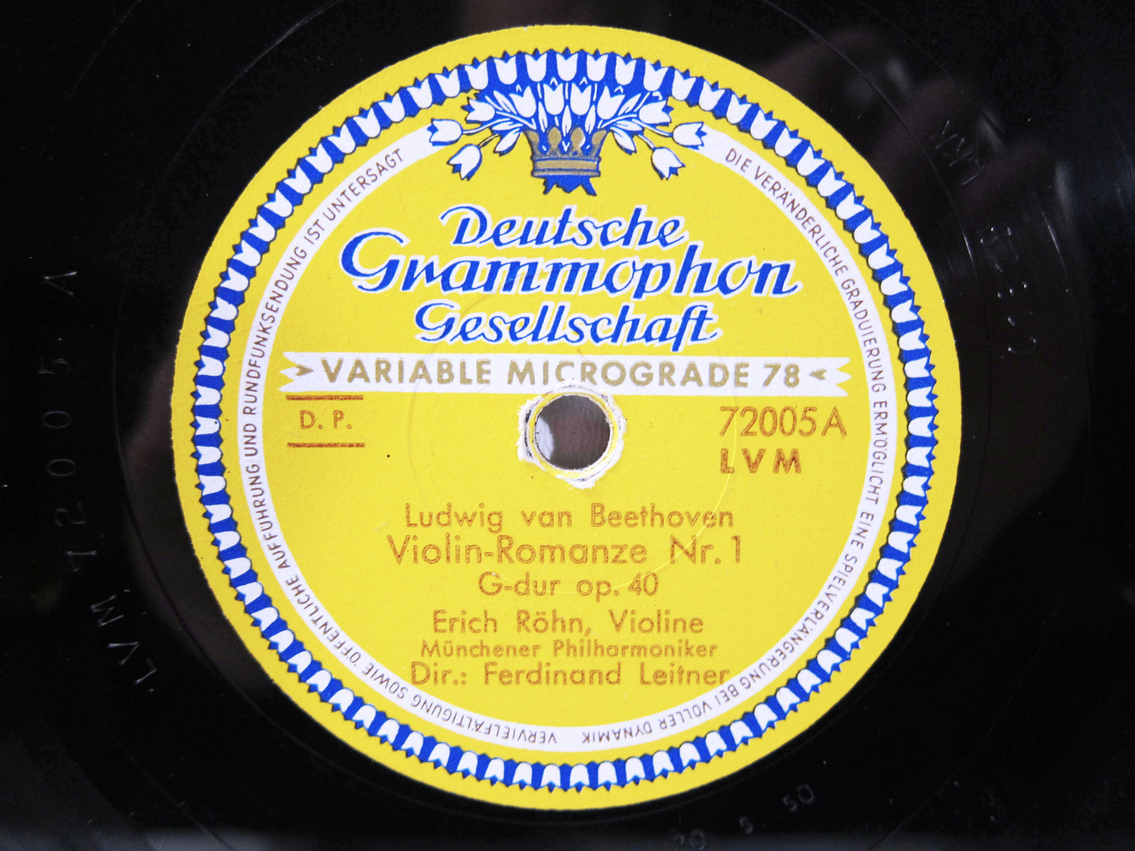 78rpm ERICH ROHN - BEETHOVEN VIOLIN Romance - ORIGINAL DGG