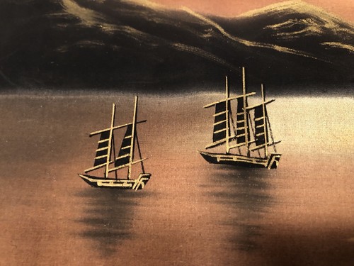 Very Nice Japanese Landscape Painting On Silk From 1950S Good Condition Nice