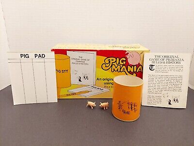 1977 Vintage PIG MANIA Dice Game Pigs Instructions Pass The Pigs Box No Pig Pen