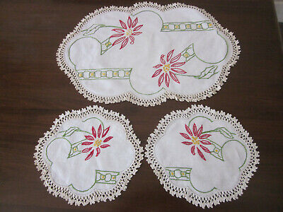 Set of Vintage Handmade Embroidered Purple Floral Lace Pillowcases #8