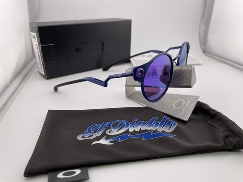 Pre-owned Oakley Deadbolt Fabio Quartararo Matte Navy Prizm Violet Sunglasses Oo6046-10 B In Purple