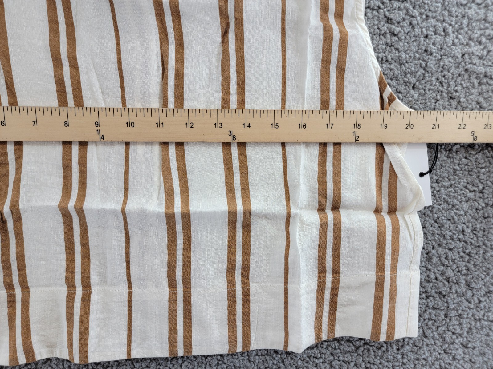Bella Dahl Boxy Button Back Top Women's L Redwood Stripe Linen Blend Crew Neck - Picture 5 of 15