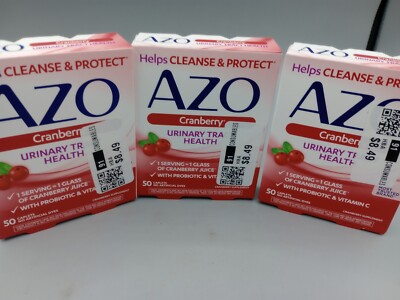 Pack of 3 - AZO Cranberry Urinary Tract Health | 50 Caplets - NEW
