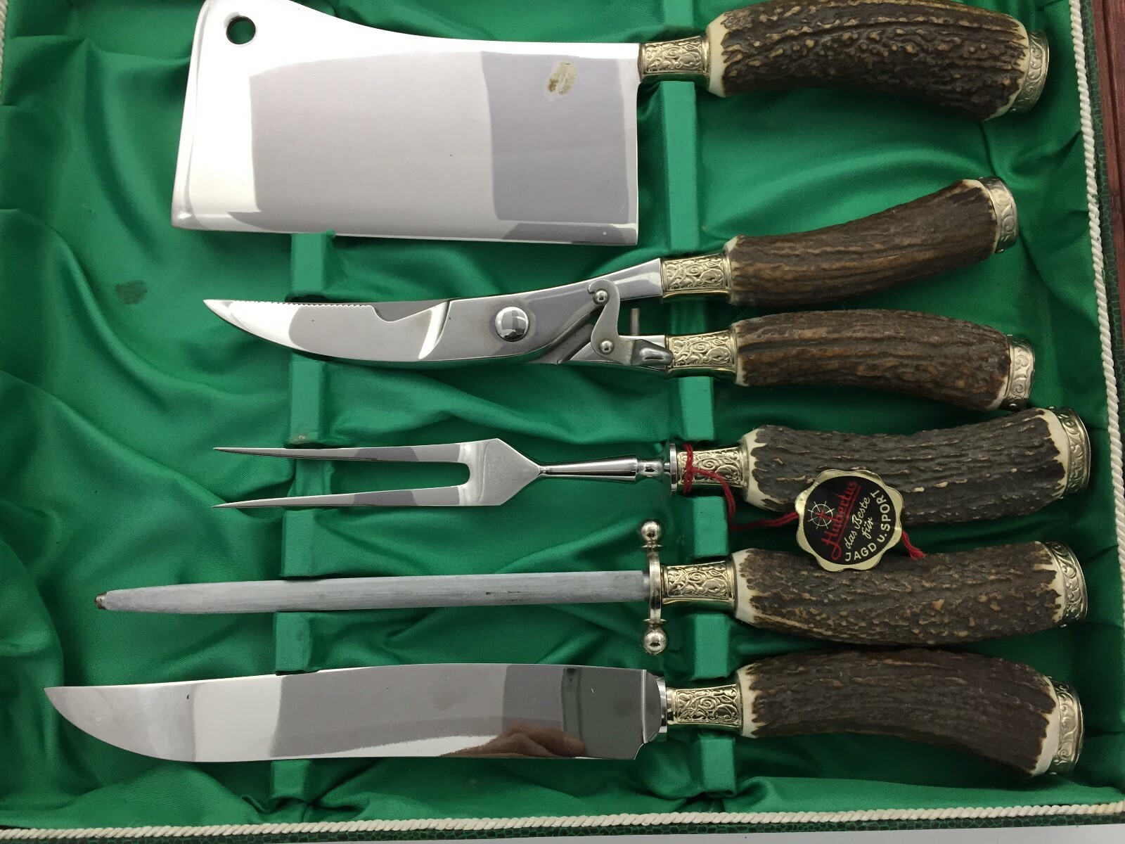 DEER apprentice big cutlerly set fork, knife, scissors, grinding, ax, HUBERTUS eBay