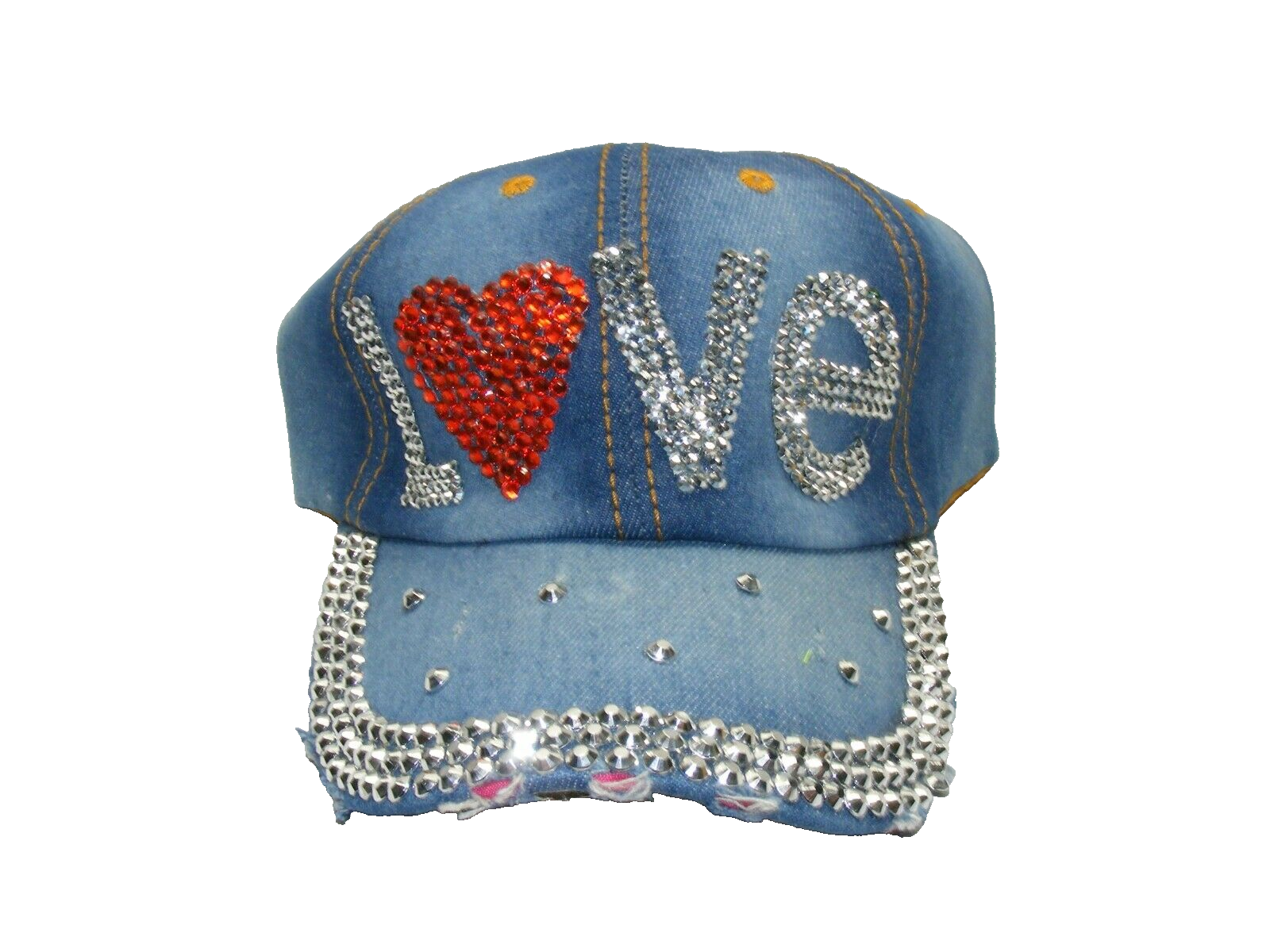 LOVE Jewel Studded Baseball Cap USA Bling Rhinestone