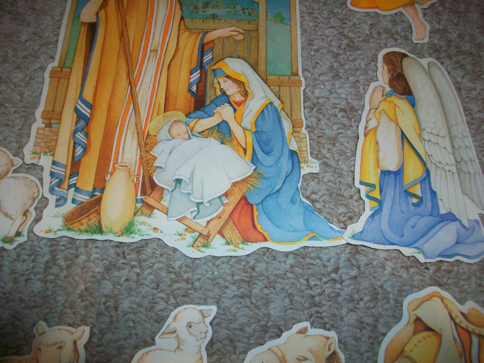 Paper Cut Punch Out Nativity Scene Die Cut Christmas Decoration 17 Piece