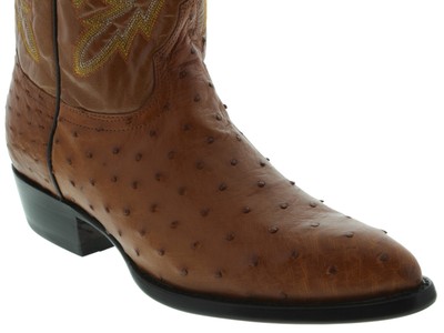 Pre-owned El Presidente Mens Cognac Real Ostrich Skin Leather Western Cowboy Boots J Toe In Brown
