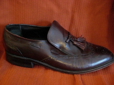 FREEMAN vintage mens dress SHOES sz 10.5 D brown tassel loafer wingtip Free-Flex