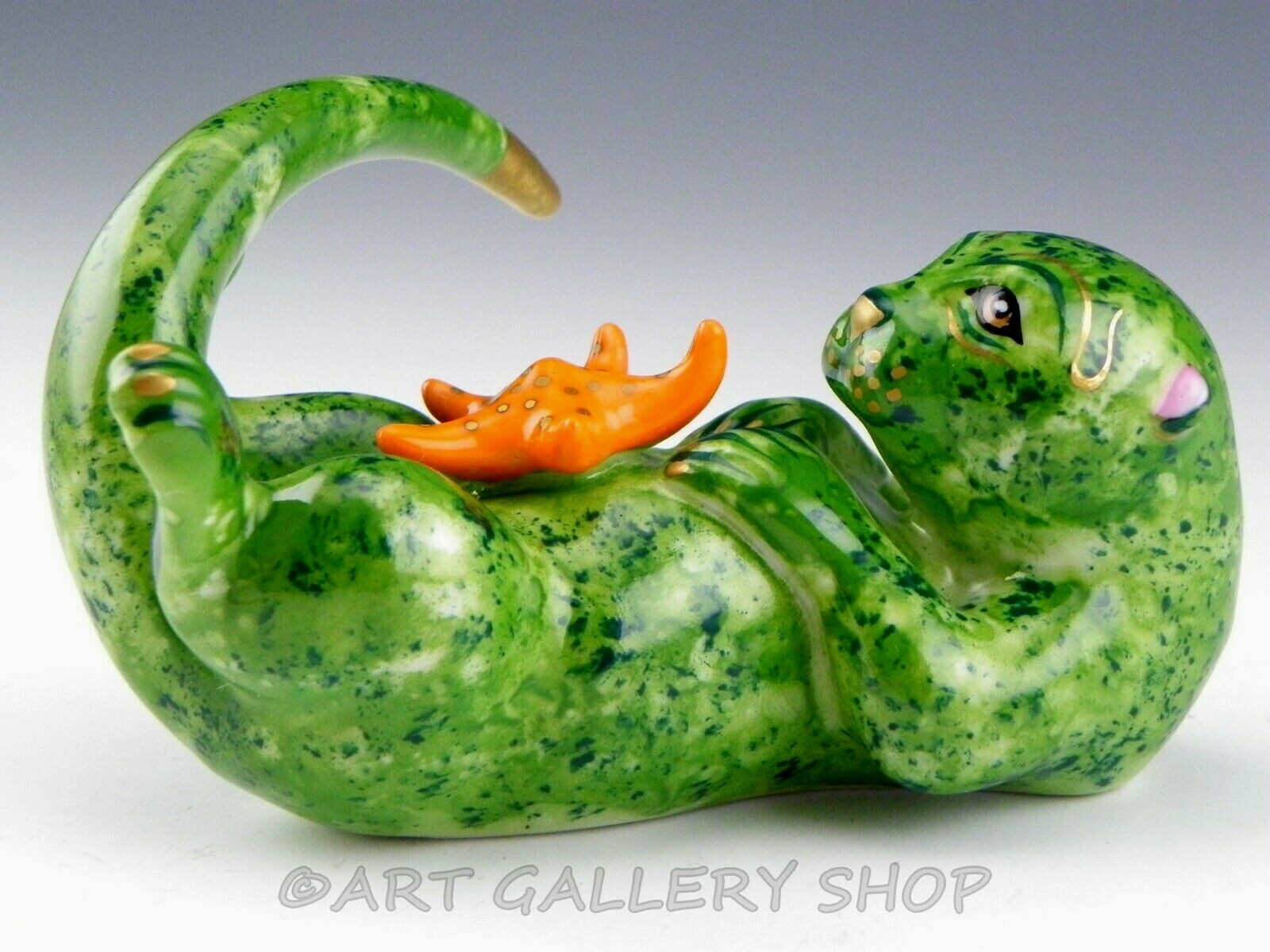 Hollohaza Hungary Porcelain Figurine By Lynn Chase HANDPAINTED SEA OTTER Mint