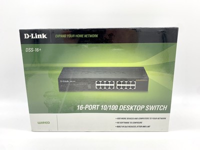 New D-Link DSS-16+ 16-Port 10/100 Unmanaged Rackmount Switch 3.2Gbps Sealed