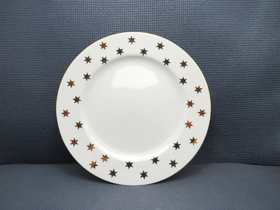 American Atelier China Party Time Pattern Gold Stars Dinner Plate 10 1/2''