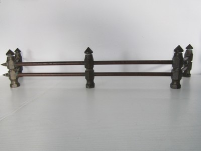 Antique / Vintage Fireplace Brass & Copper Fence Rail Bumper Andiron Grate Grill