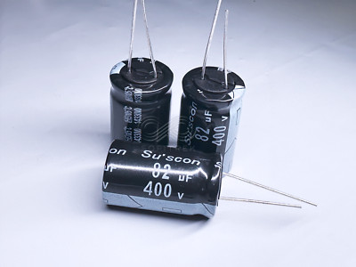 5X HE Suscon 82uF 400V 18x30 Electrolytic Radial Capacitor High Ripple Long Life