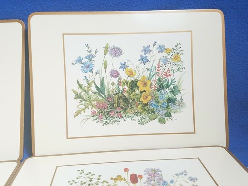 4 Pimpernel Meadow Flowers Placemats Acrylic Vintage Floral Prints 12