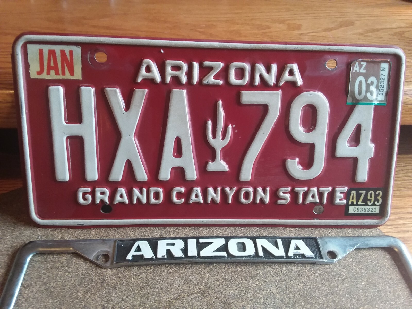 Arizona License Plate 1993 and Lou Grubb Tag Frame
