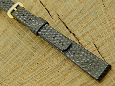 Pulsar NOS Unused Vintage Black Leather Watch Band with Gold Tone Buckle 11mm