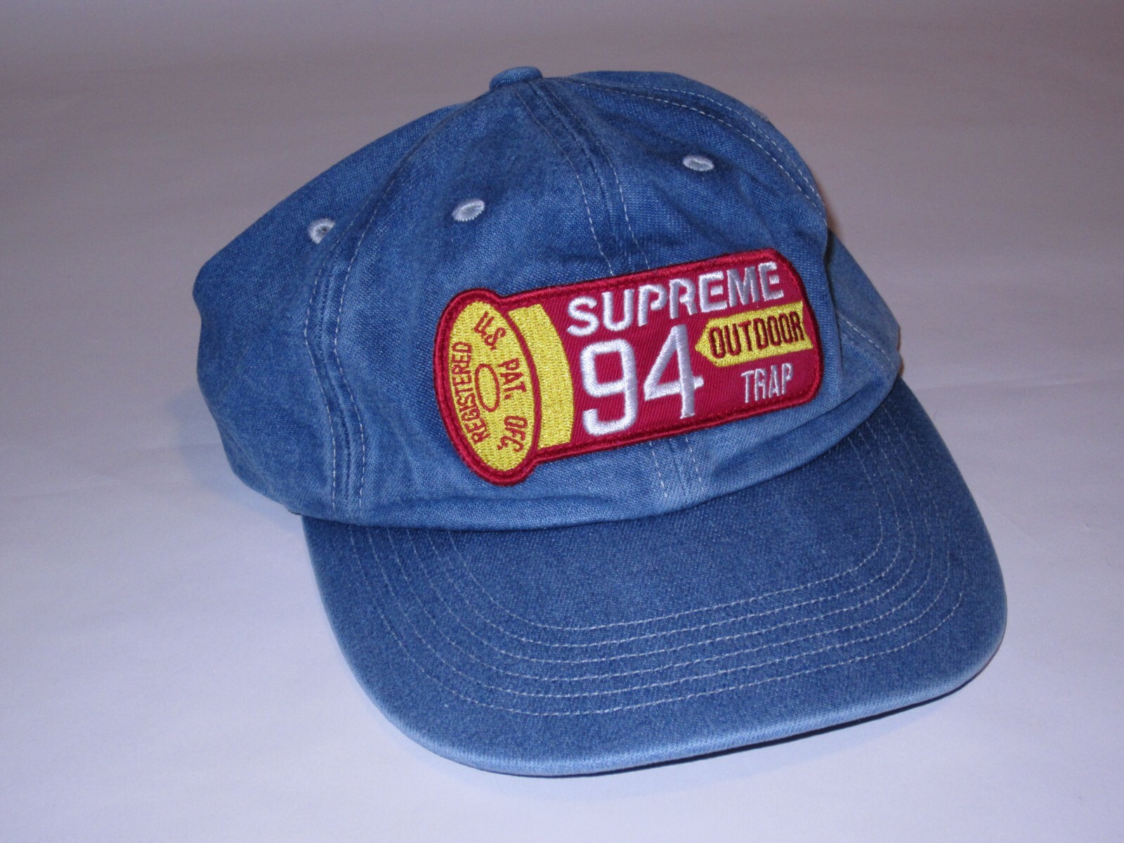 SUPREME NY Shell Patch 6 Panel Hat Cap DENIM Adjustable