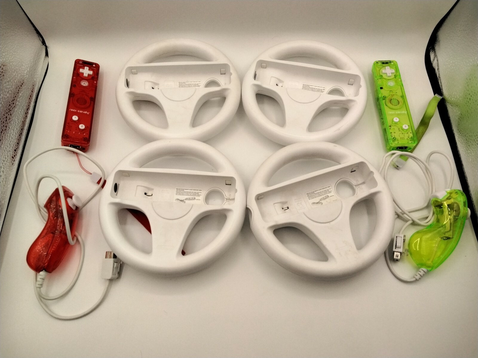 Lot of Wii Peripherals Remotes Nunchucks Wheel Docks Parts Auction READ