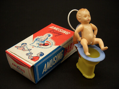   Vintage AMUSING BABY Toilet SQUIRT Pee Toy HONG KONG Gag Funny Joke Prank  