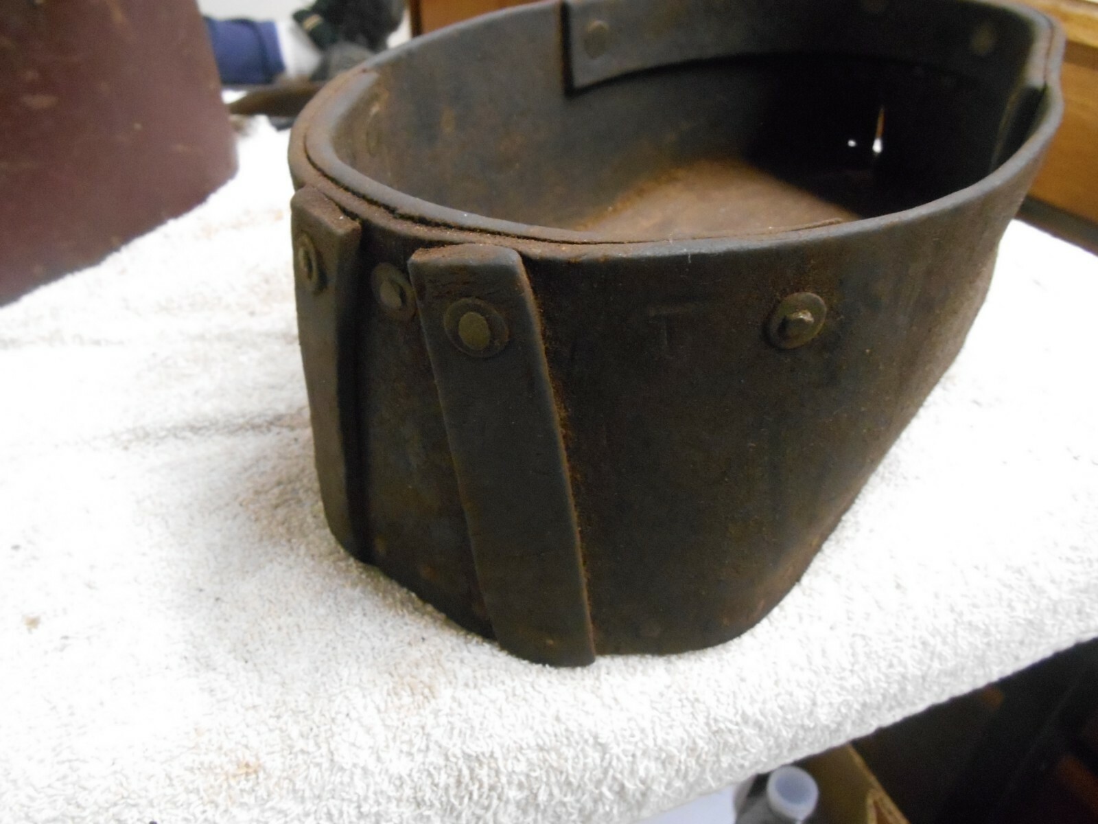 Primitive Leather / Wood Tool Holder, made from  Leather Drive belt, Handmade